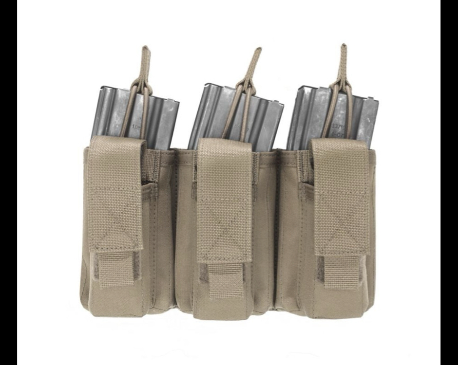 Warrior Triple Open 5.56mm Mag/Bungee Retention with 3 Pistol Mag Pouches Coyote Tan