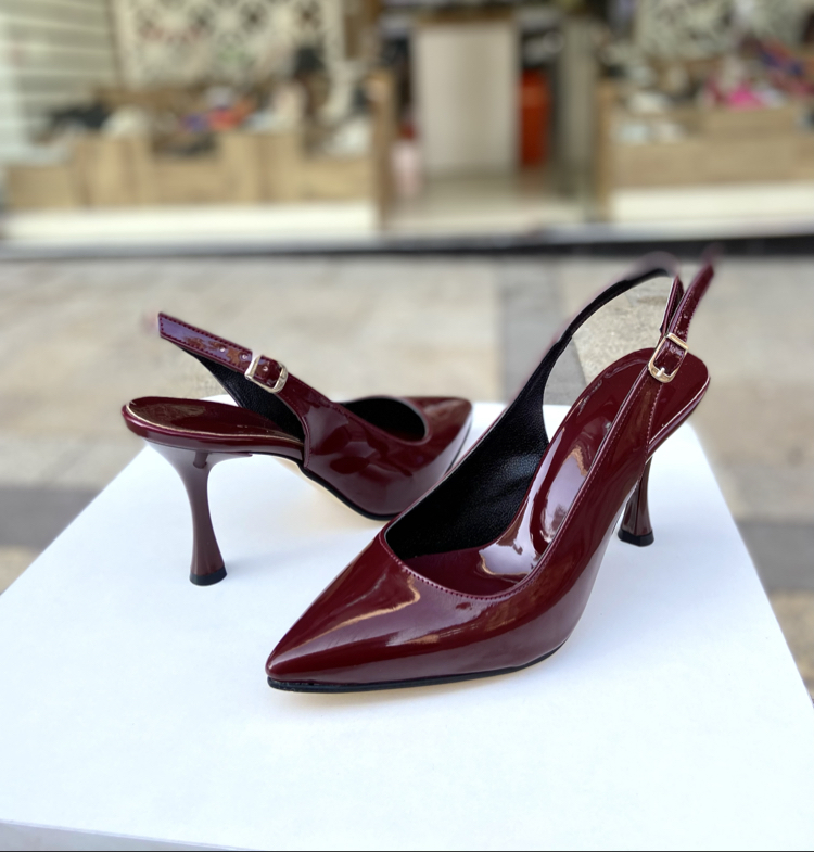 Bordo rugan 9 cm topuklu ayakkabı