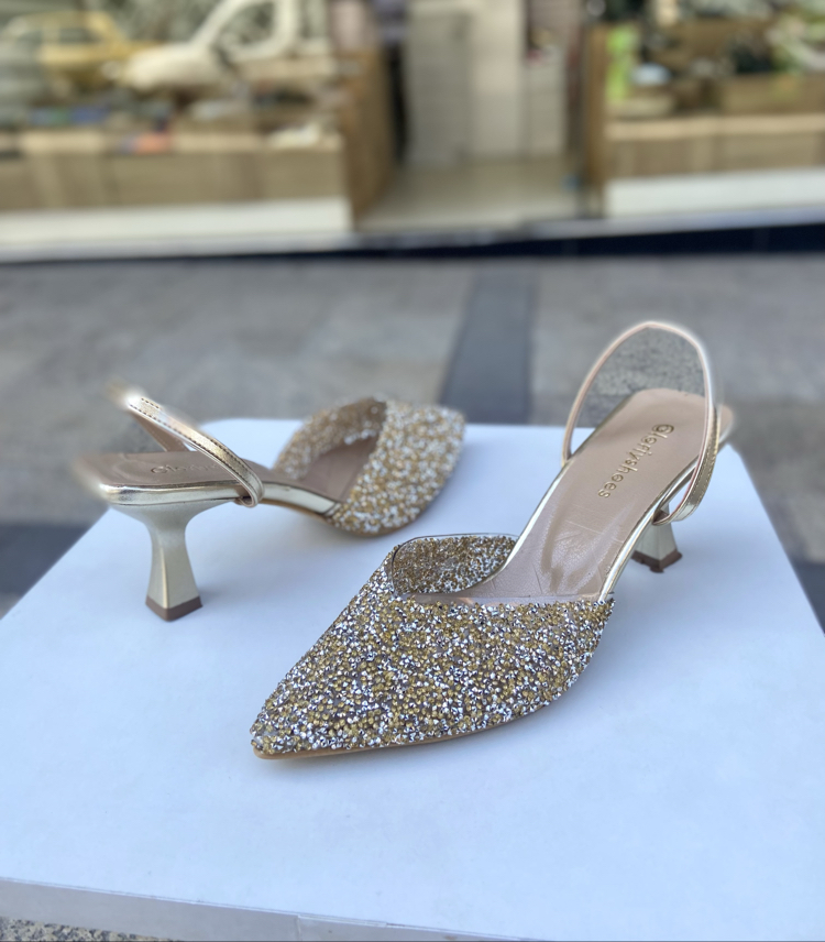 Gold cam kırığı 6 cm topuklu ayakkabı