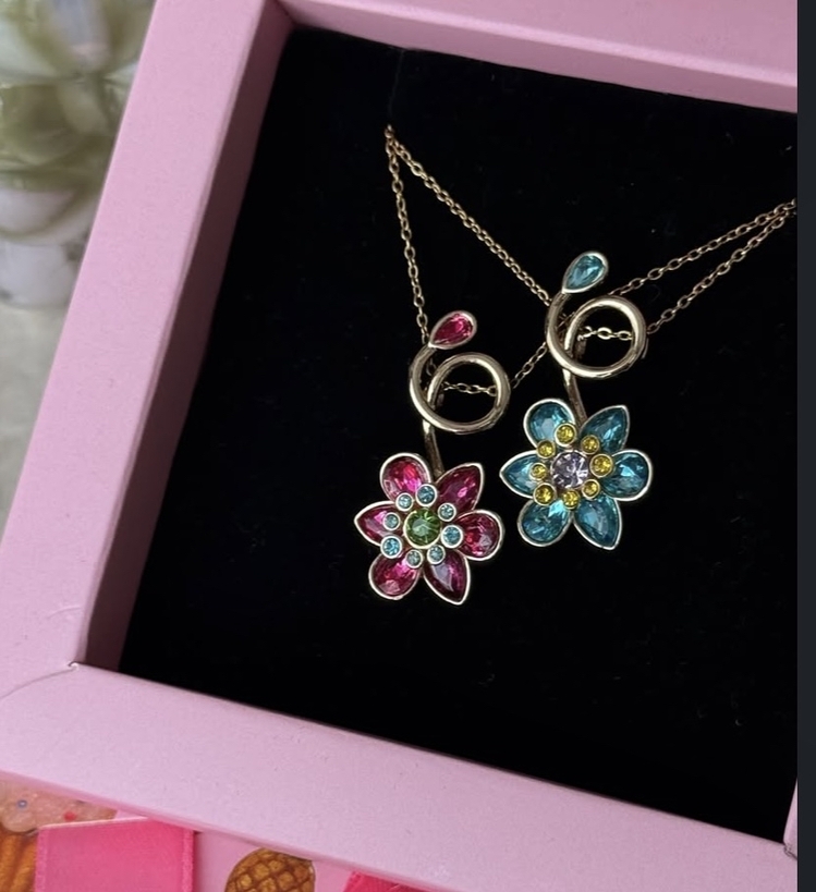 Pembe Silver çiçek kolye 
