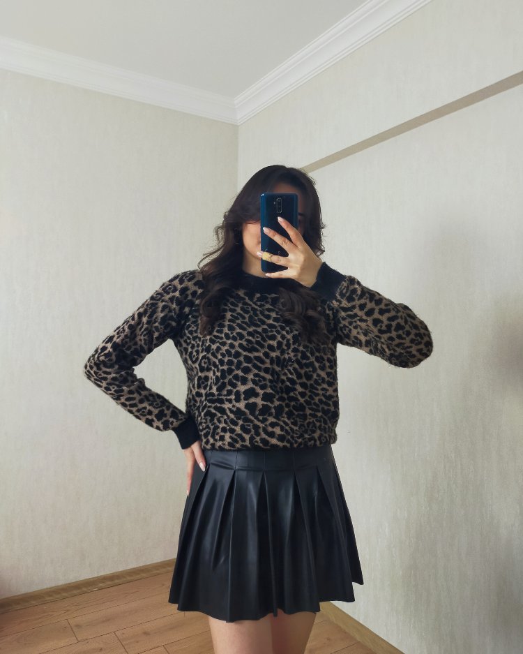 Leopar Desenli Kazak 