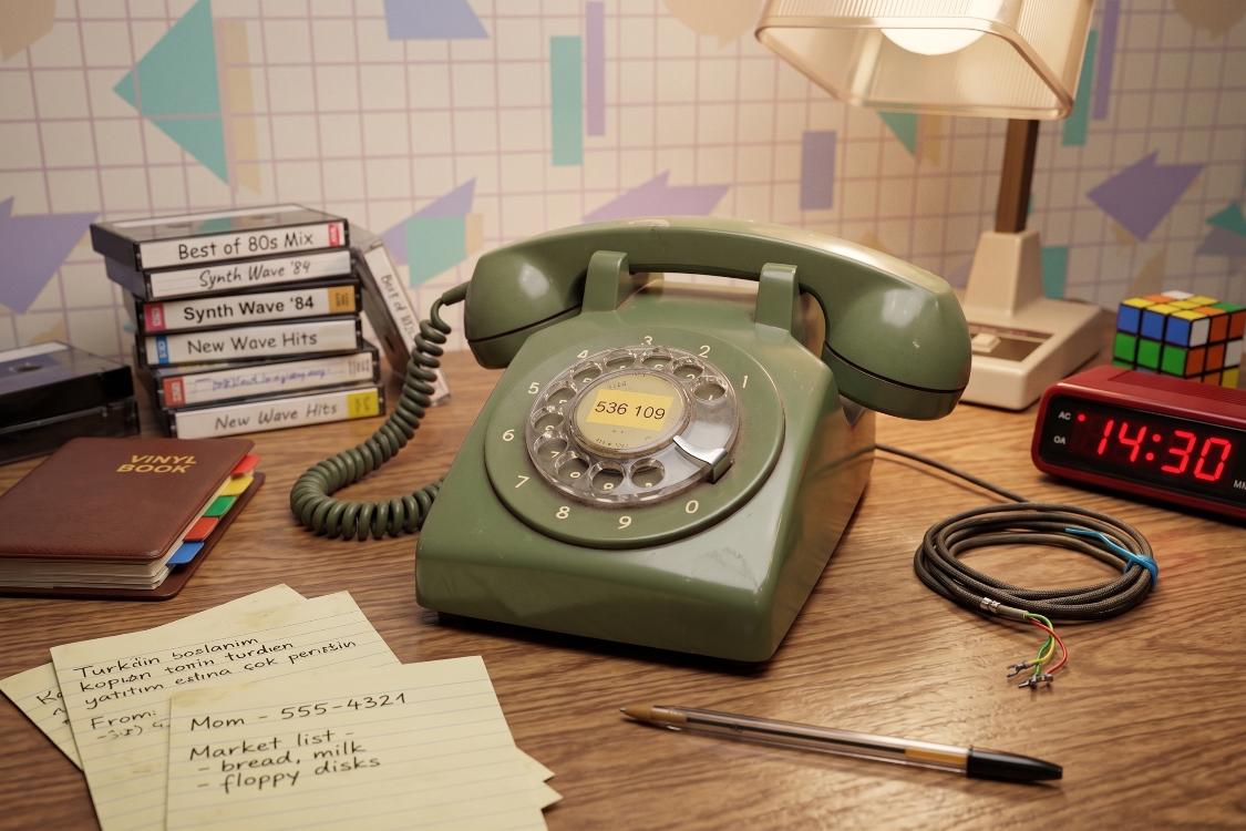 Vintage 80’ler Yeşil Rotary Telefon – Klasik Çevirmeli Retro Masa Telefonu