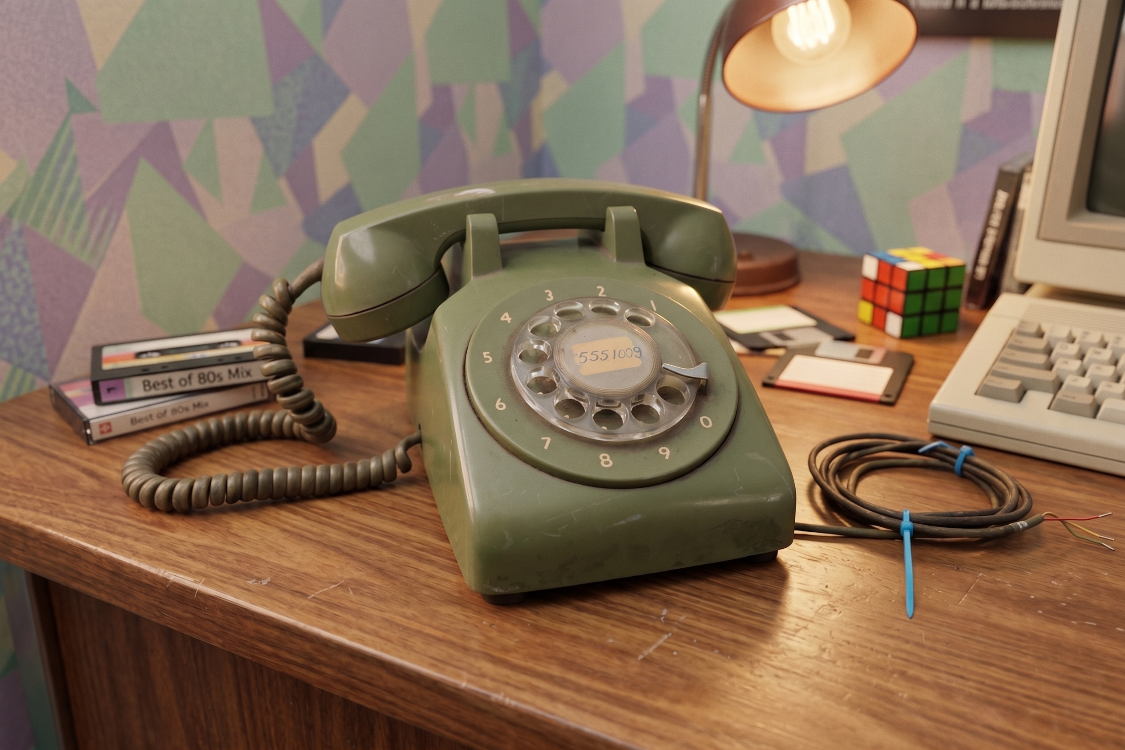 Vintage 80’ler Yeşil Rotary Telefon – Klasik Çevirmeli Retro Masa Telefonu