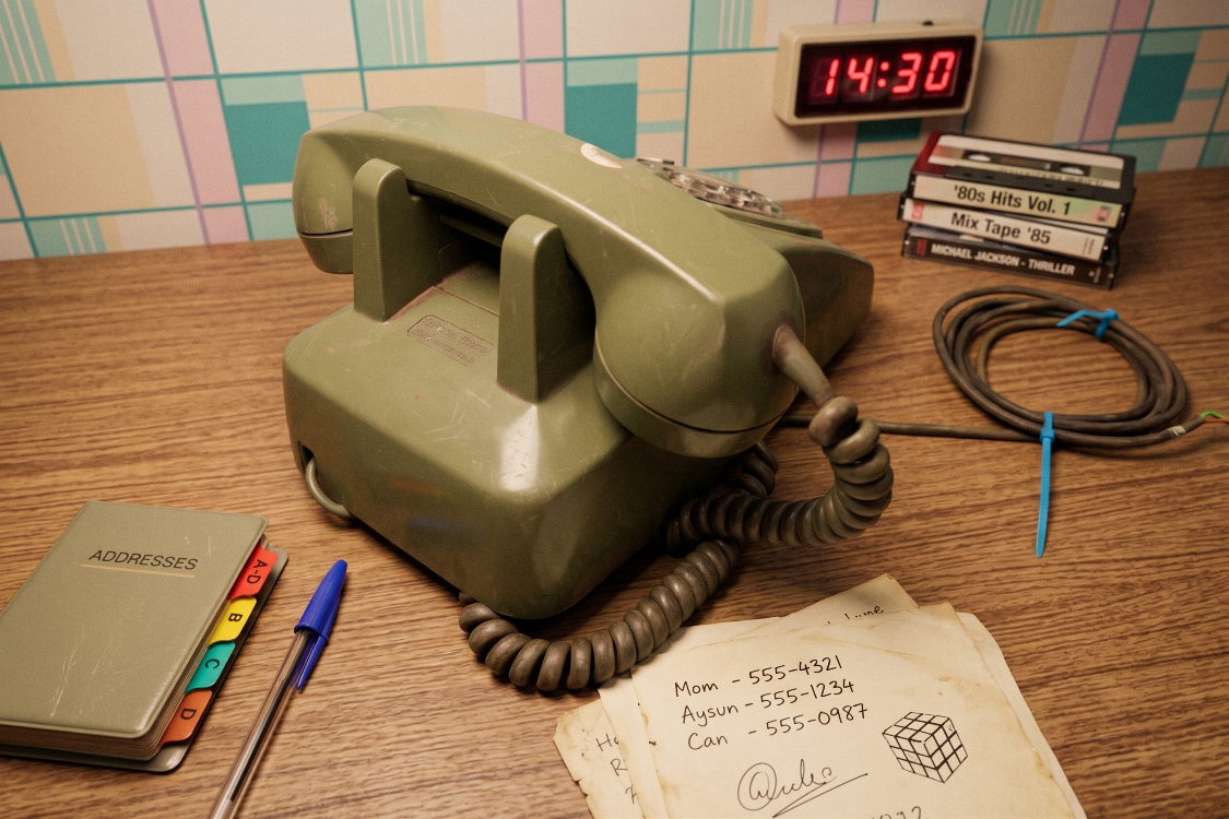 Vintage 80’ler Yeşil Rotary Telefon – Klasik Çevirmeli Retro Masa Telefonu