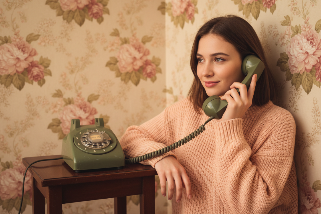 Vintage 80’ler Yeşil Rotary Telefon – Klasik Çevirmeli Retro Masa Telefonu