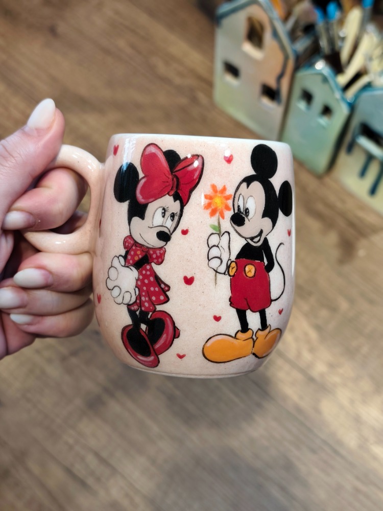Mickey & Minnie Mouse El Çizimi Seramik Kupa