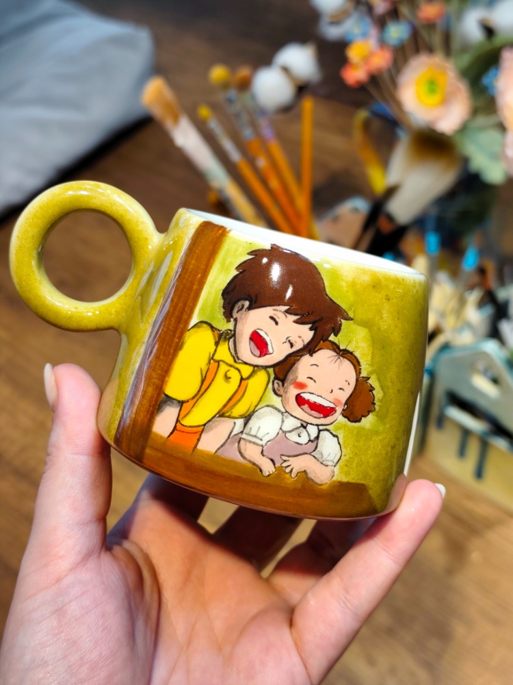 Komşum Totoro Satsuki & Mei El Yapımı Seramik Kupa