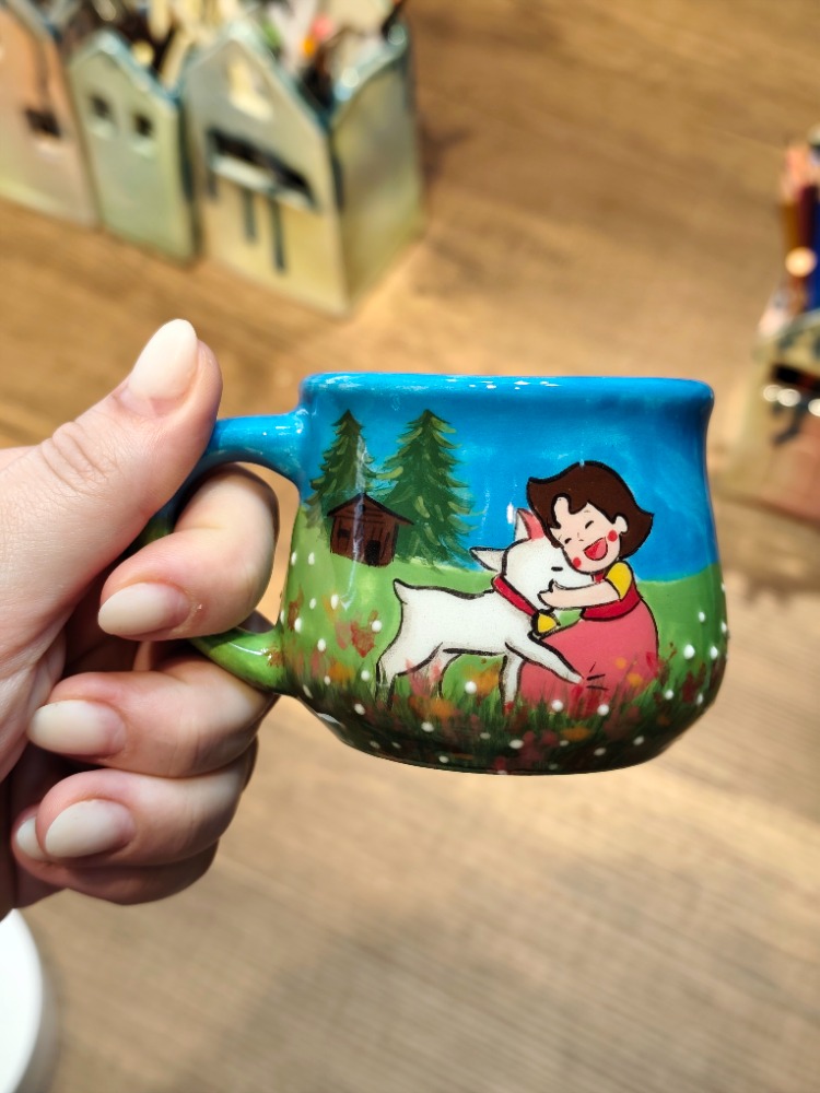 Heidi El Çizimi Seramik Fincan – El Yapımı Nostaljik Fincan