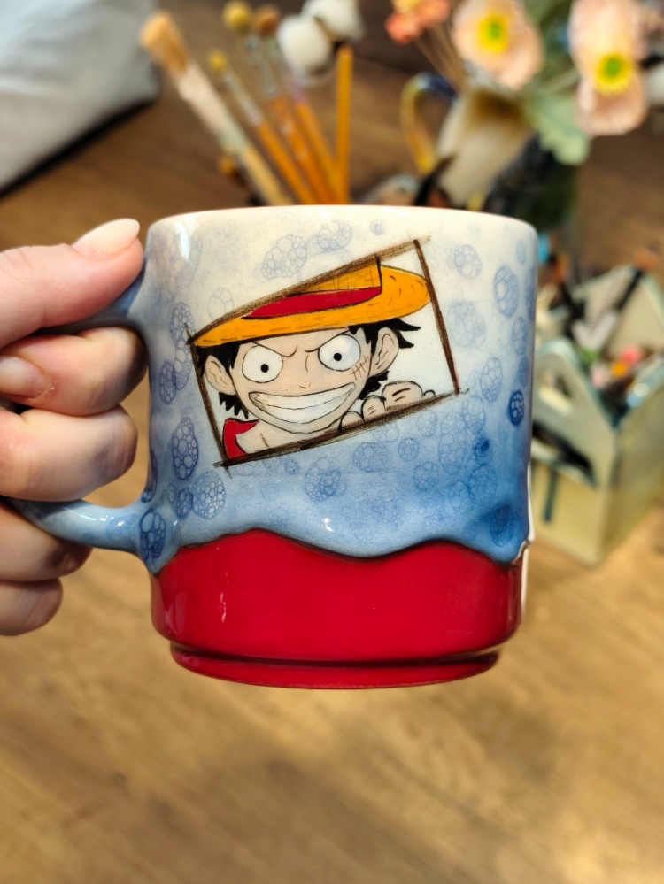 One Piece Luffy El Çizimi Seramik Kupa
