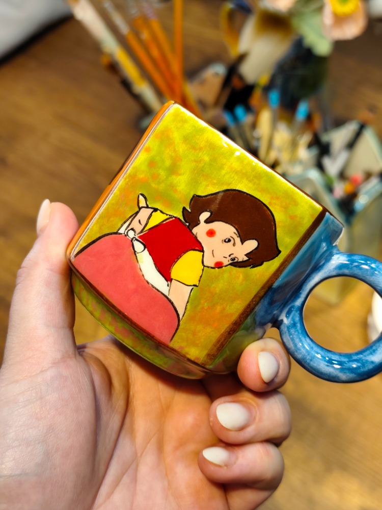 Heidi El Çizimi Seramik Fincan – El Yapımı Kahve ve Çay Fincanı