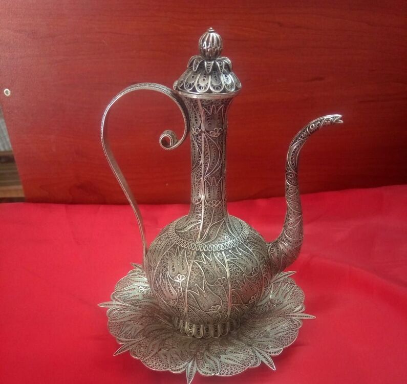 Telkari Gümüş Ibrık 925 ayar Gümüş El Yapımı 