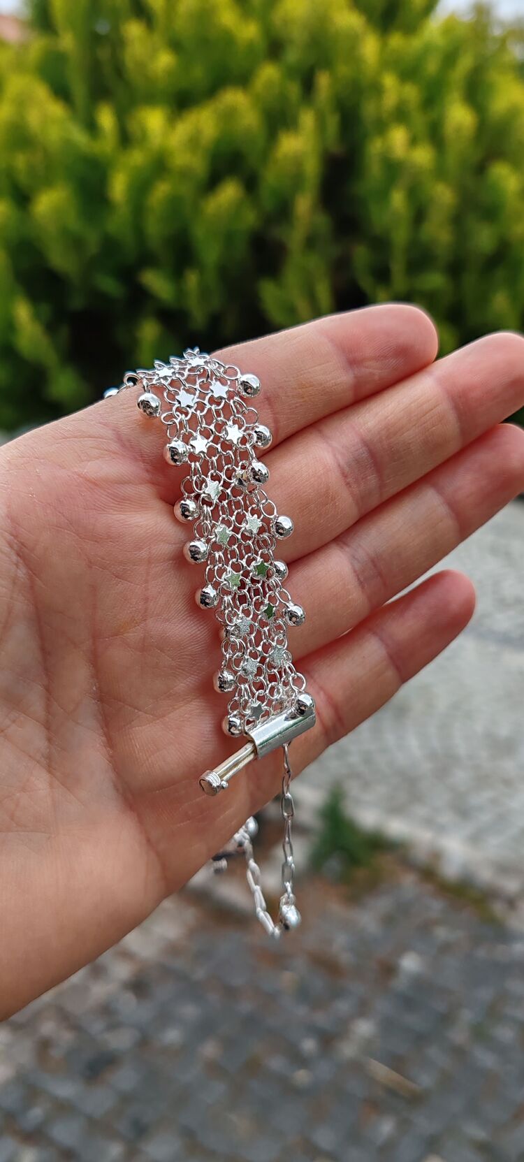 Telkari Kadın Bileklik İki Sıra Kişniş Yıldızlı Urfa Akıtma Model Kişniş