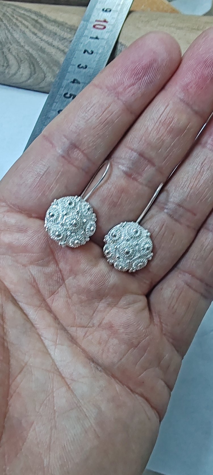 925 Ayar Gümüş  Küpe Bereket Model El Yapımı 
