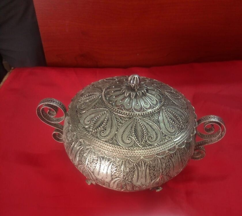 Telkari Gümüş Şekerlik El Yapımı 925 ayar Gümüş