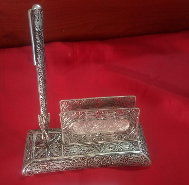 Telkari Kartvizitli Kalemlik 925 ayar Gümüş El Yapımı