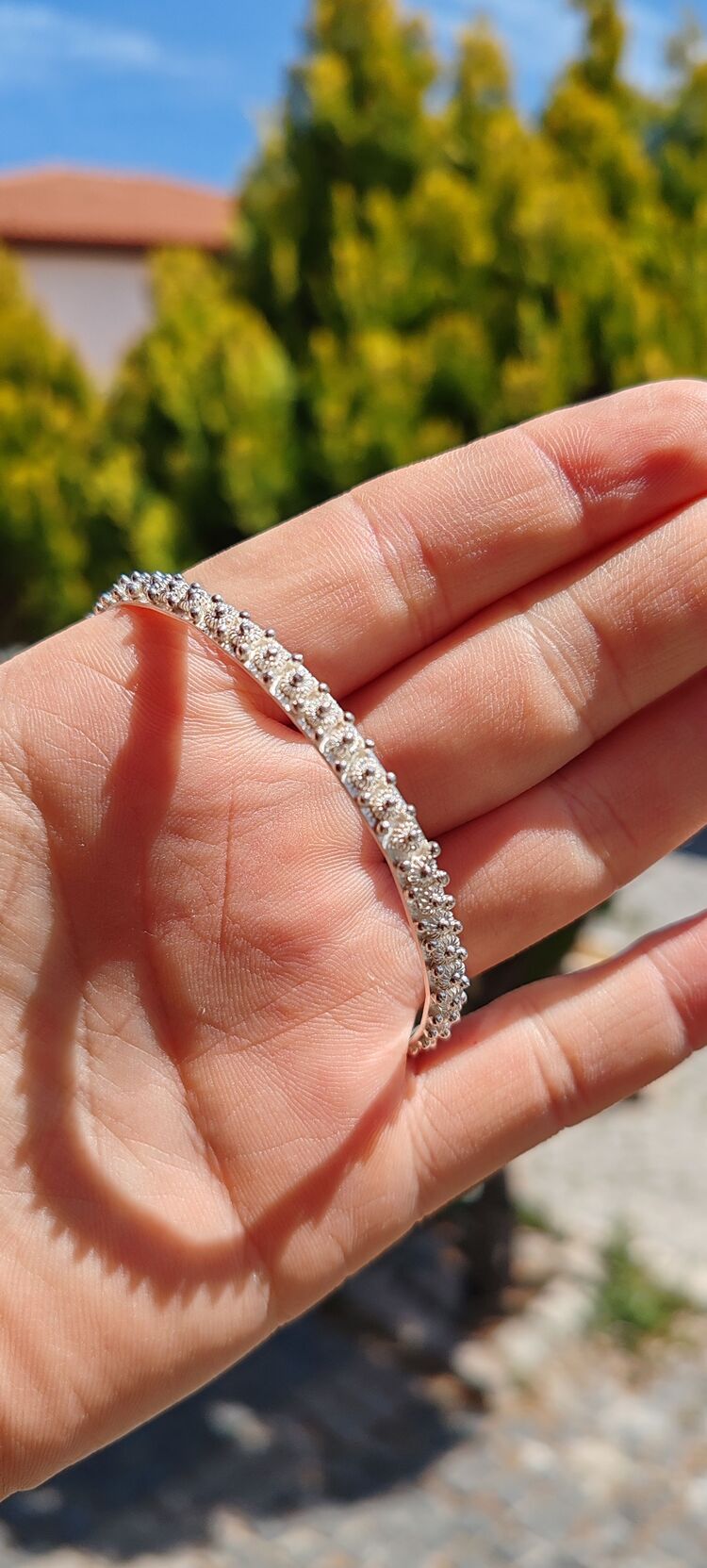 Gümüş Bileklik/Bilezik Gül Model 925 Ayar El Yapımı 