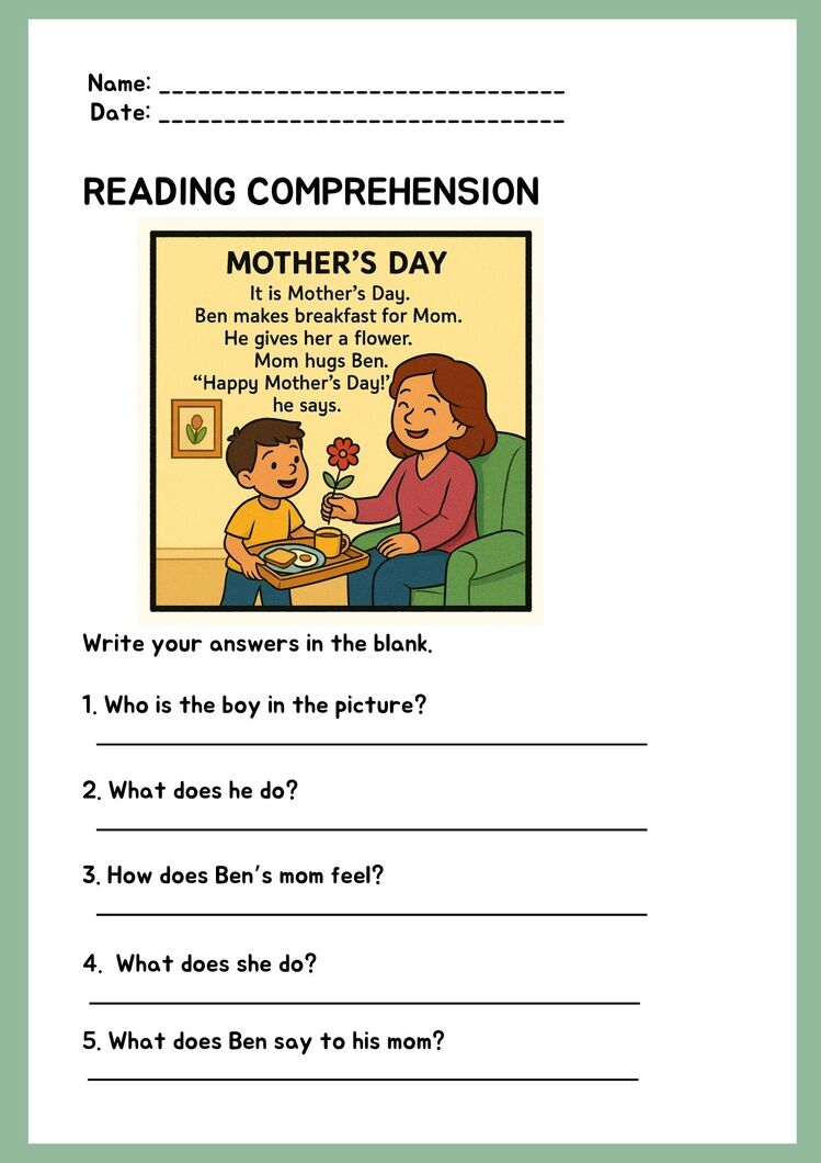 FESTIVALS & NATIONAL DAYS READING COMPREHENSION WORKSHEETS