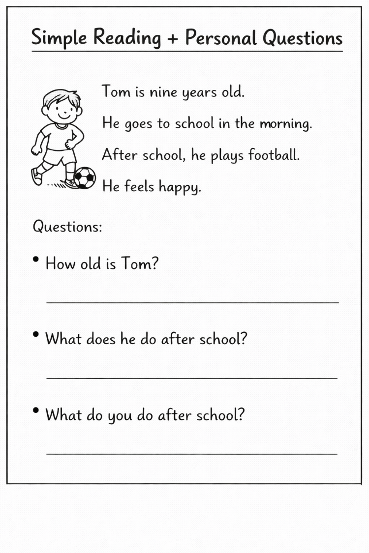 PERSONAL LIFE WRITING WORKSHEETS