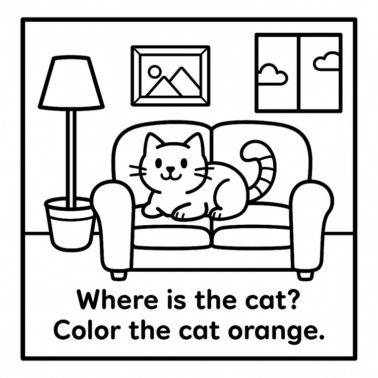 PREPOSTIONS COLORING CARDS FOR KIDS