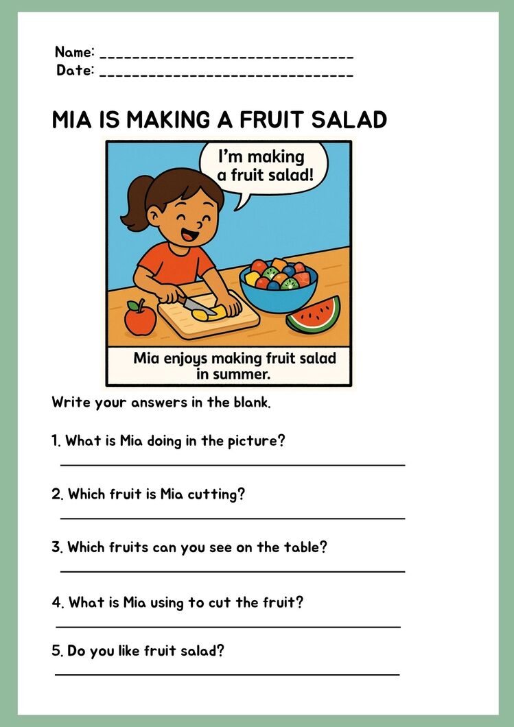 SUMMER TIME READING COMPREHENSION WORKSHEETS