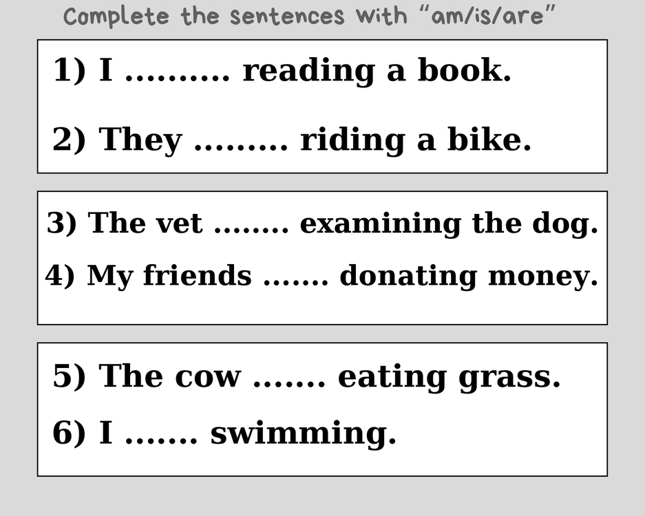 PRESENT CONTINUOUS TENSE GRAMMAR CARDS (5. SINIF)