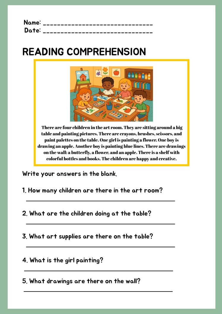 SCHOOL LIFE READING COMPREHENSION WORKSHEETS