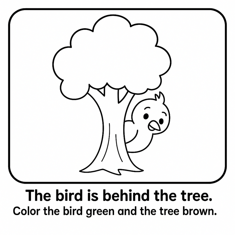 PREPOSTIONS COLORING CARDS FOR KIDS