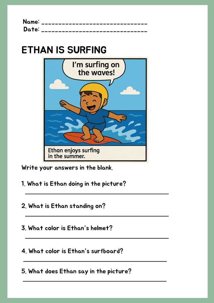 SUMMER TIME READING COMPREHENSION WORKSHEETS