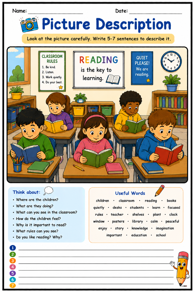SCHOOL & CLASSROOM LIFE PICTURE DESCRIPTION PACK