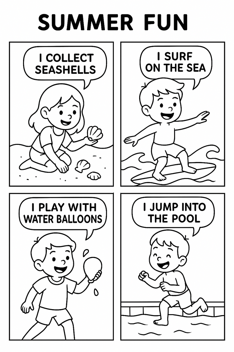 SUMMER TIME COLORING CARDS