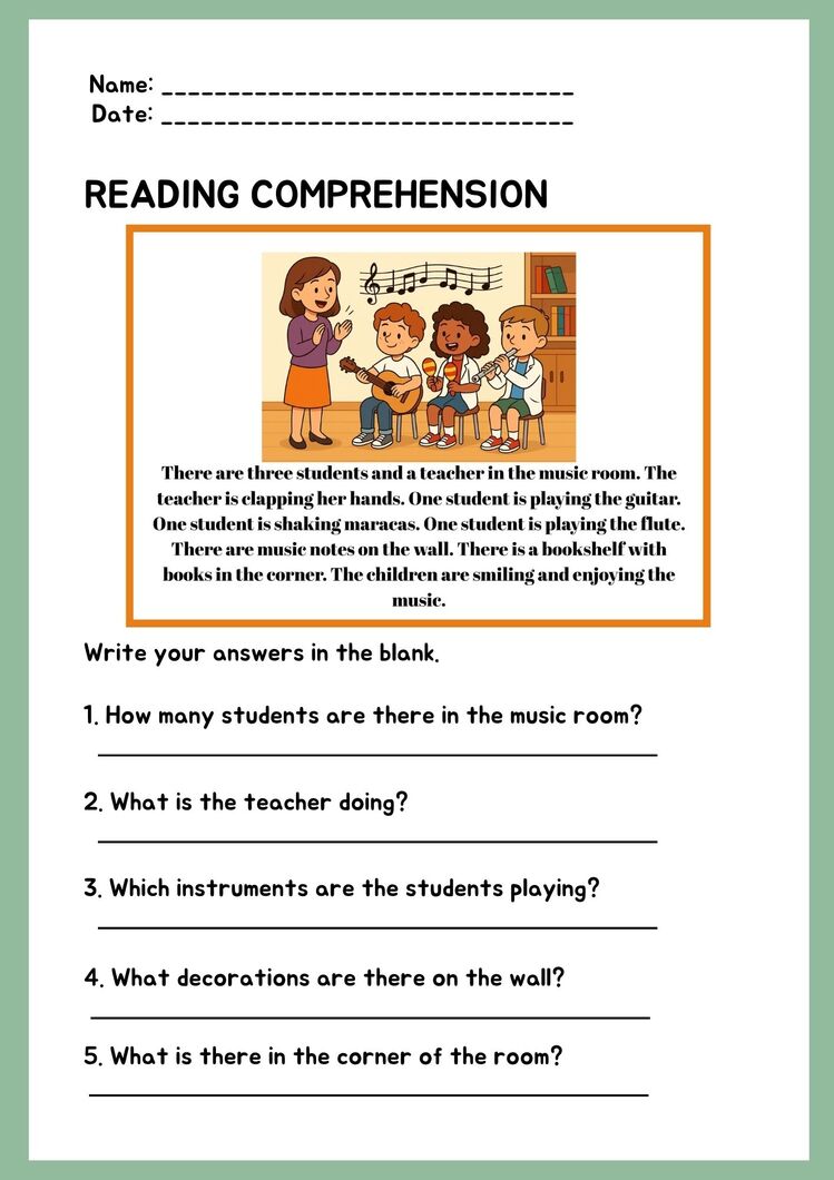 SCHOOL LIFE READING COMPREHENSION WORKSHEETS