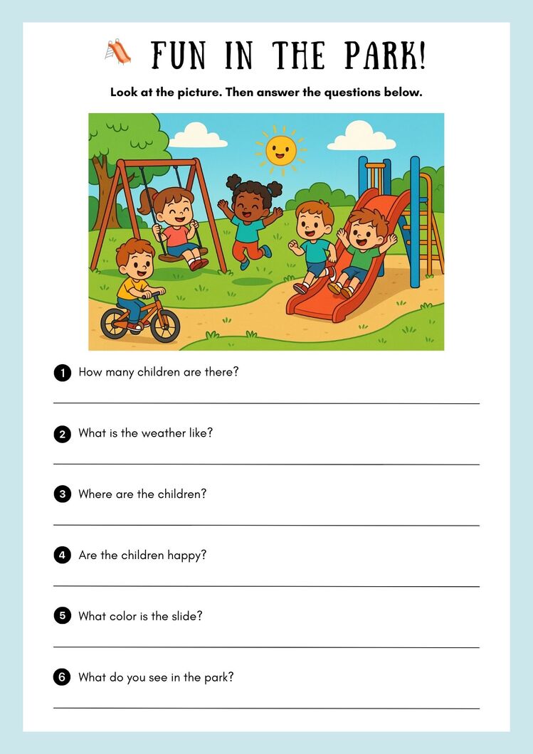 PICTURE DESCRIPTION WORKSHEETS
