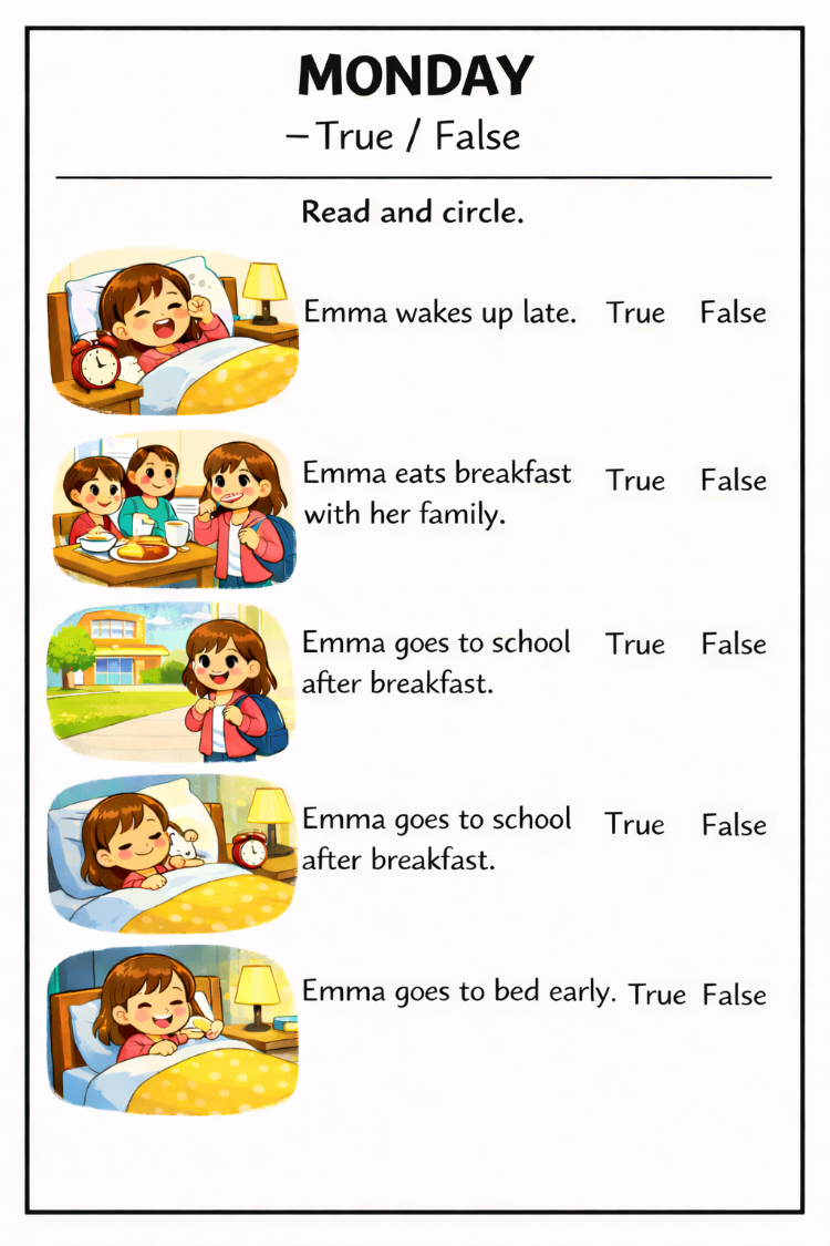 DAILY ROUTINES WORKSHEETS FOR KIDS