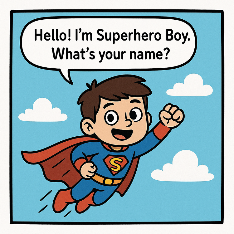 SUPERHERO BOY SPEAKING CARDS