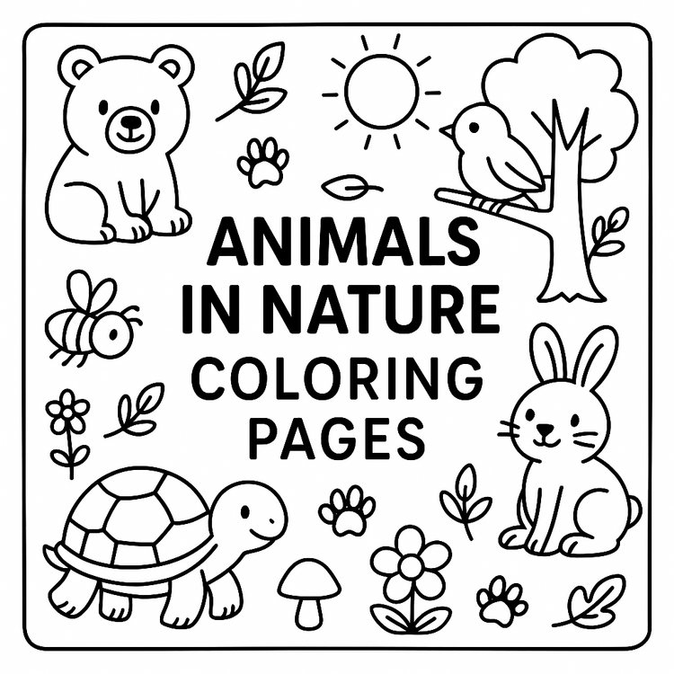 ANIMALS IN NATURE COLORING PAGES