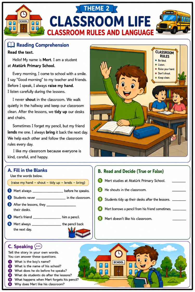 5TH GRADE ENGLİSH READING COMPREHENSION PACK
