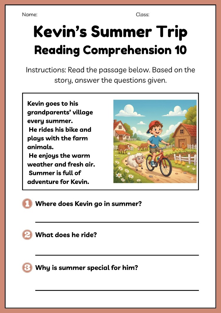 SEASONS & PERSONAL LIFE READING COMPREHENSION WORKSHEETS
