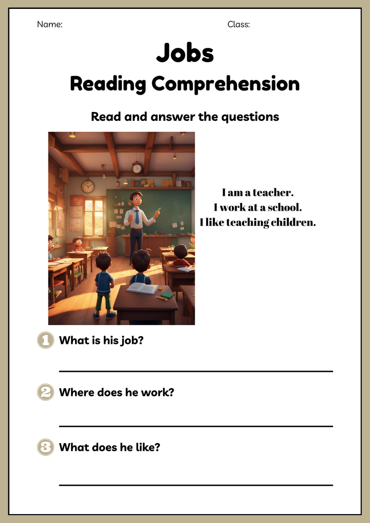 JOBS READING COMPREHENSION WORKSHEETS (4. SINIF)