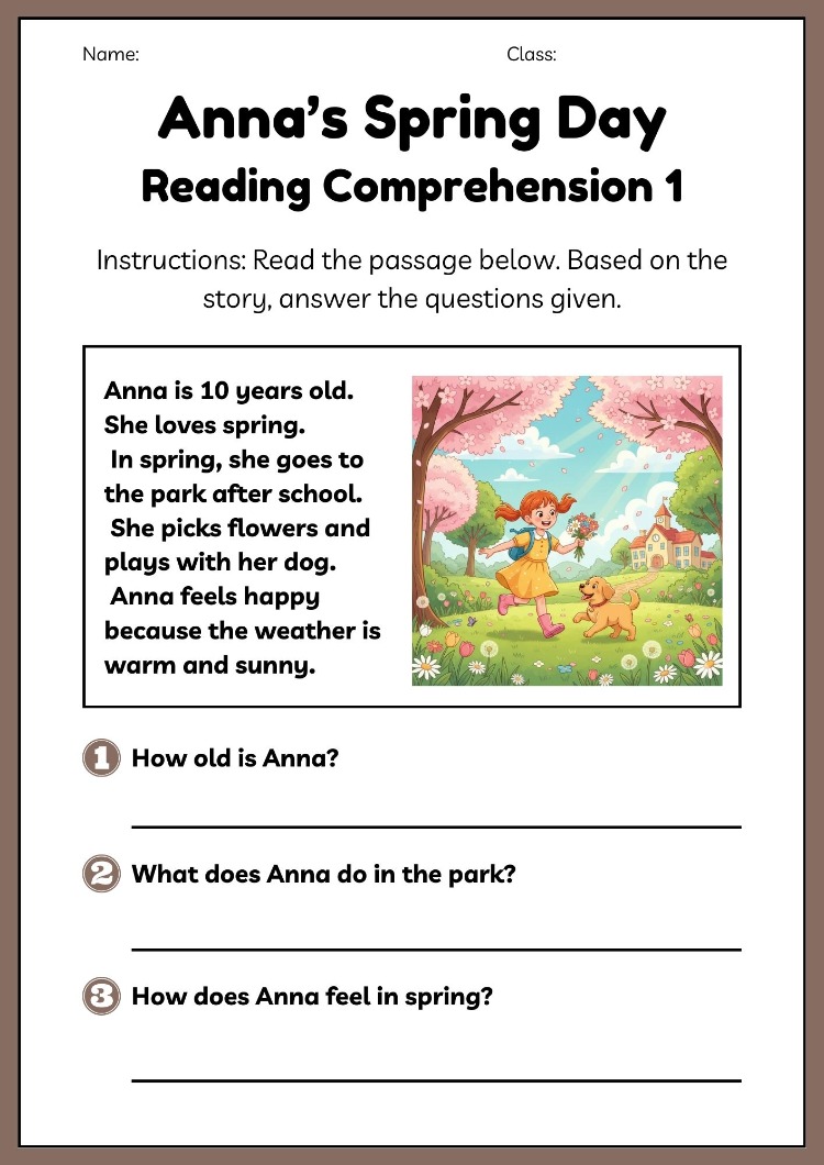SEASONS & PERSONAL LIFE READING COMPREHENSION WORKSHEETS