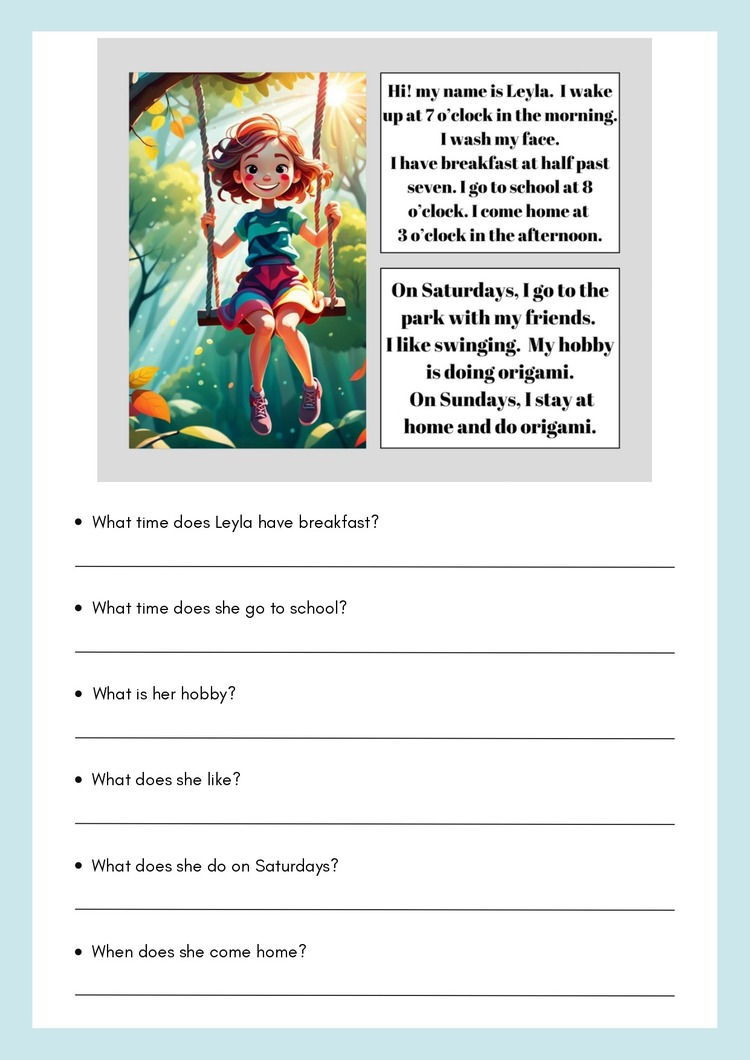 READING COMPREHENSION WORKSHEETS 1 (5. SINIF)