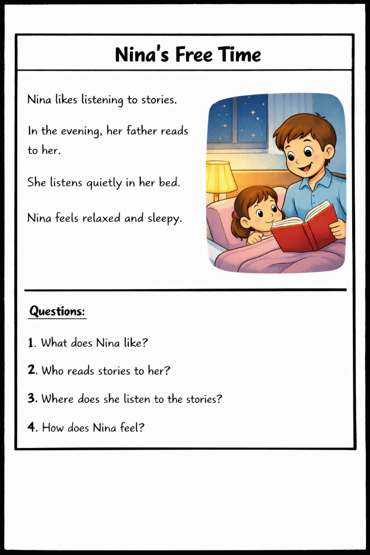FREE TIME READING COMPREHENSION WORKSHEETS