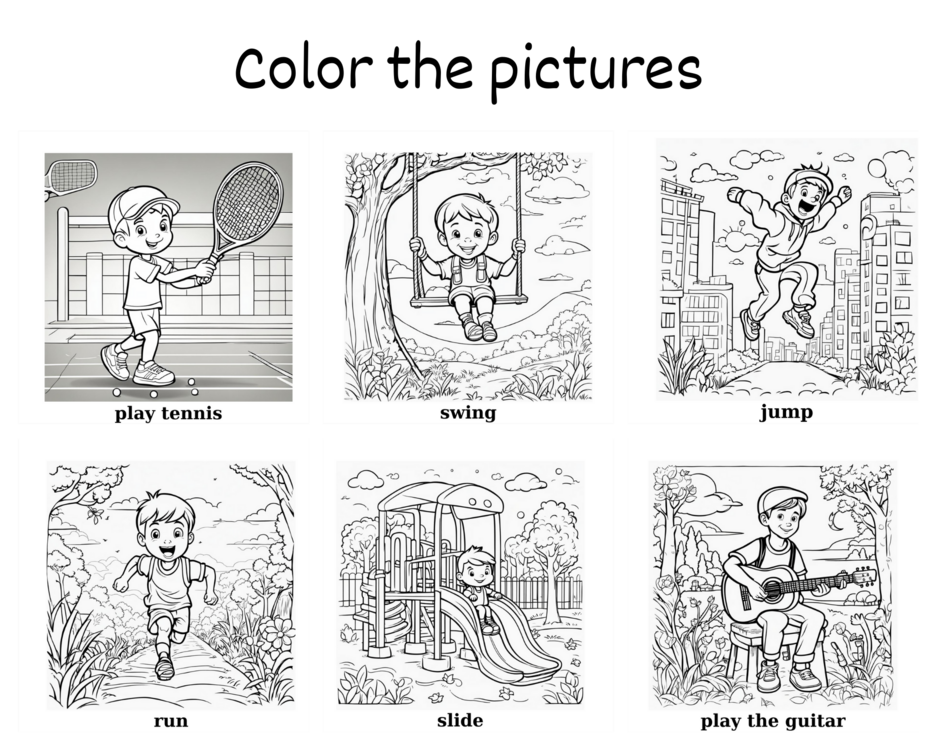 VERBS COLORING CARDS (İLKOKUL)