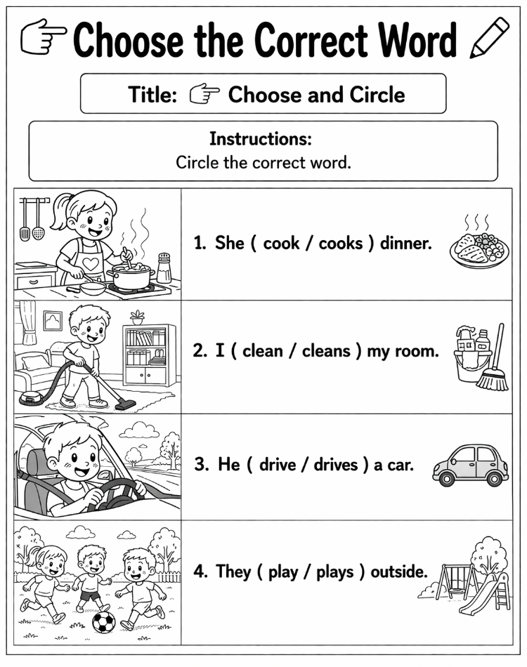 SIMPLE PRESENT TENSE  CARDS