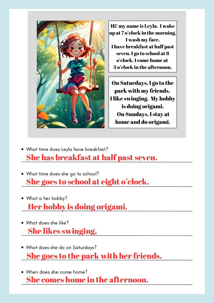 READING COMPREHENSION WORKSHEETS 1 (5. SINIF)