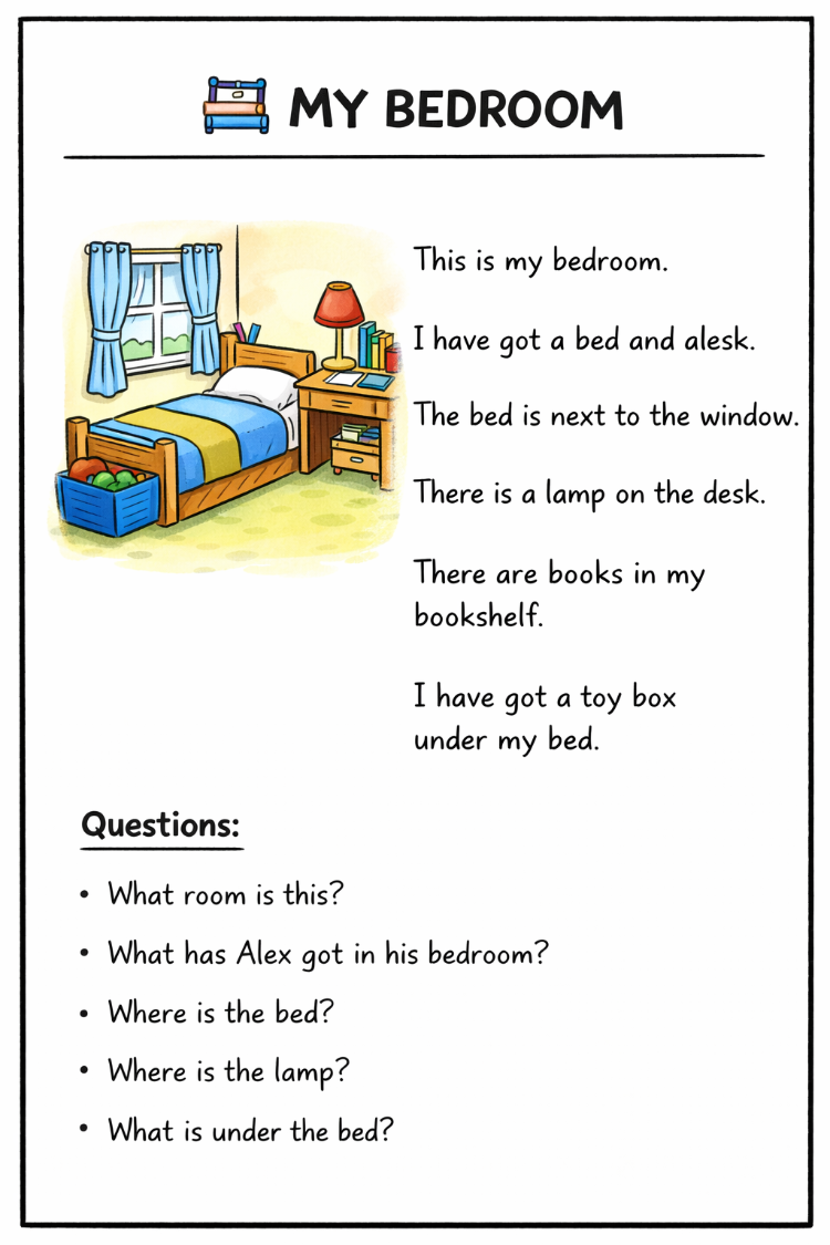 MY HOUSE READING COMPREHENSIONS