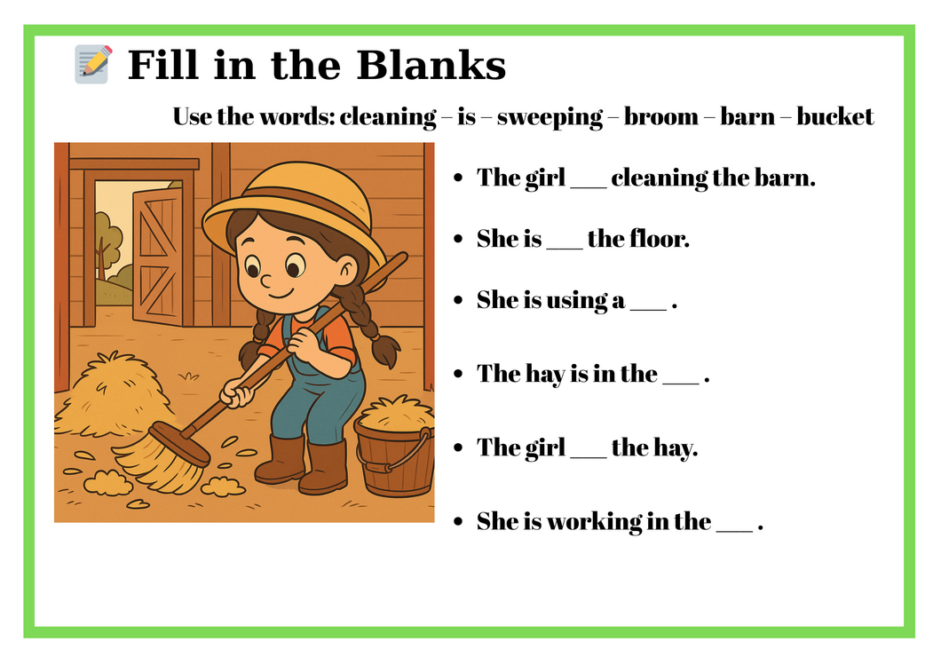 LEARN ABOUT A FARM-PRESENT CONTINUOUS TENSE ACTIVITIES