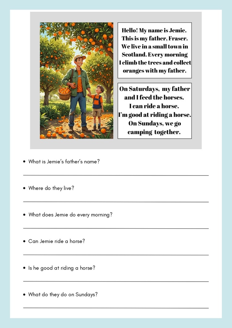 READING COMPREHENSION WORKSHEETS 1 (5. SINIF)