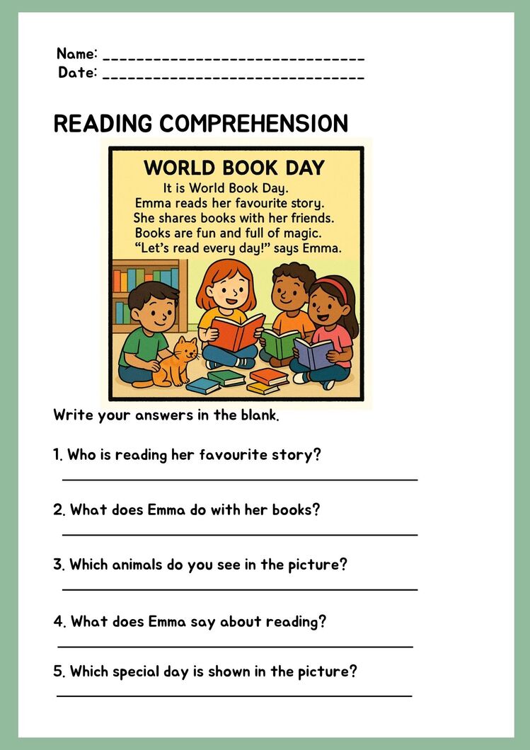 FESTIVALS & NATIONAL DAYS READING COMPREHENSION WORKSHEETS