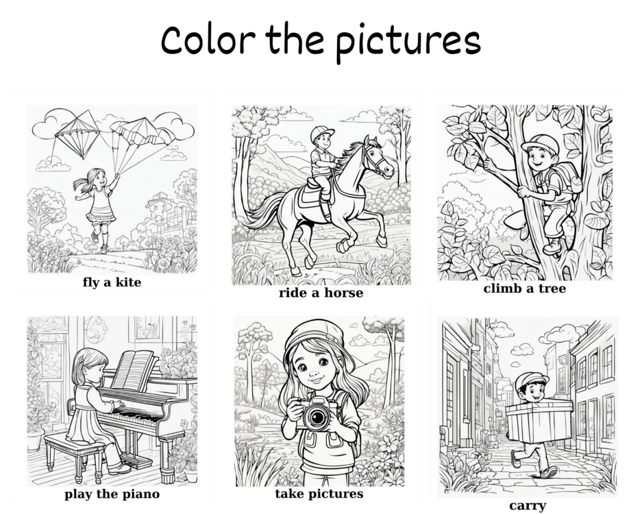 VERBS COLORING CARDS (İLKOKUL)