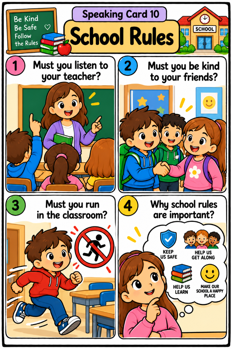 3RD GRADE SCHOOL LIFE & CLASROOM LIFE SPEAKING CARDS